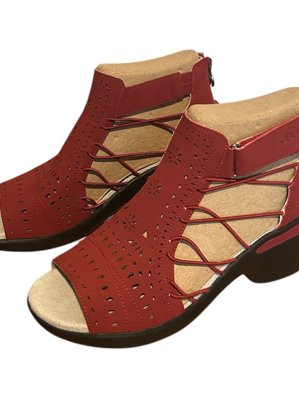 Jambu Red Cutout Lace-Up Open-Toe Sandal Bootie